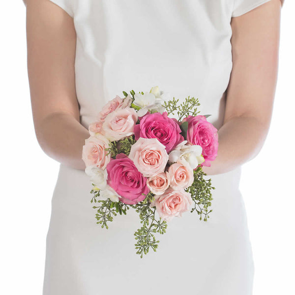strapless open back dress Premade Prom Bouquets - Pink | Flower Moxie main image 0