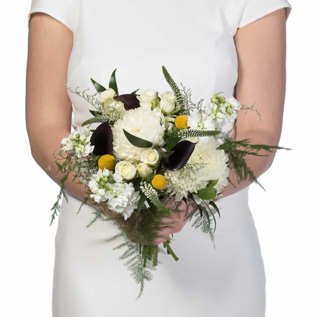 black and white calla lily wedding bouquets White Peonies Bridal Bouquet