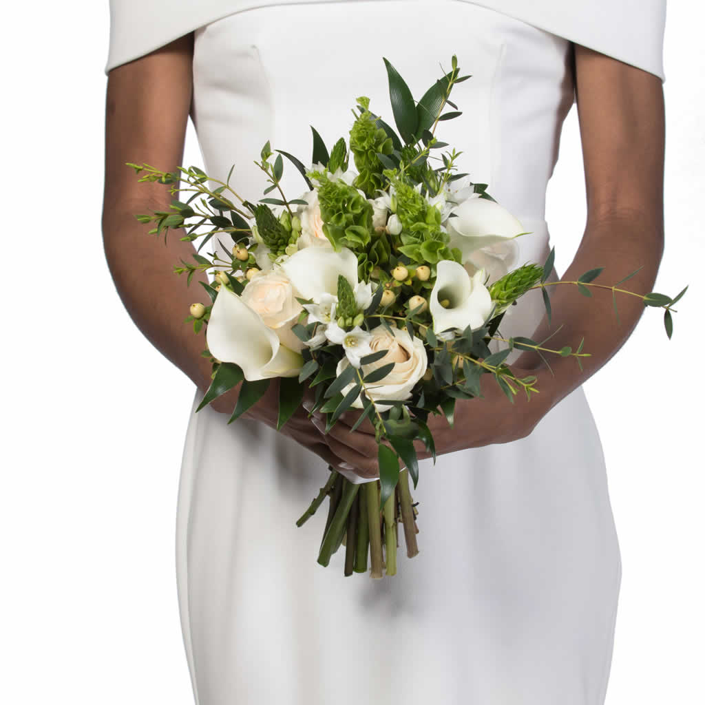 irish lily flower White Calla Lilies Bells Of Ireland Bridal Bouquet