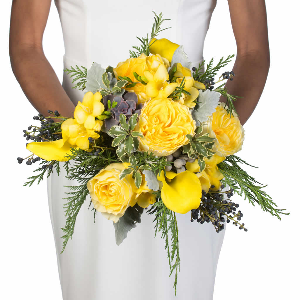 Yellow Garden Roses Yellow Callas Bridal Bouquet - Blume, designed by ...