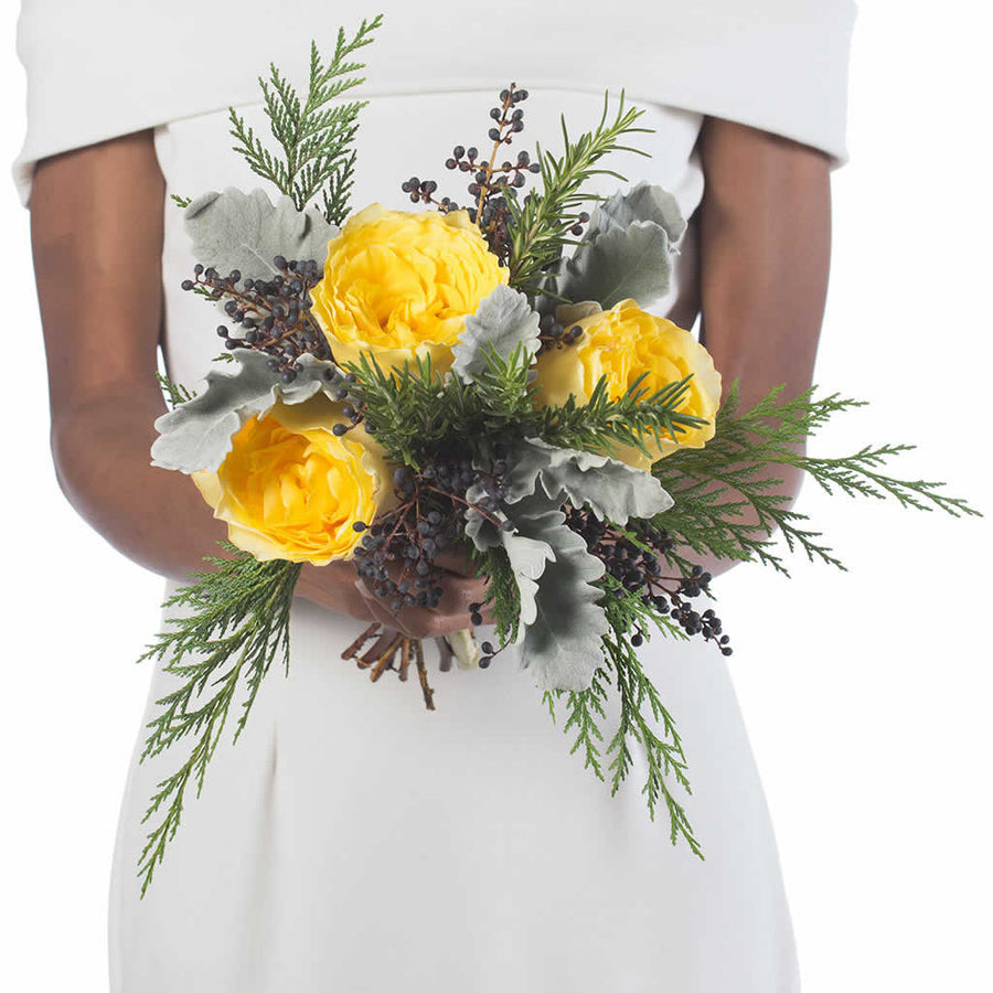 Yellow Sunburst Roses Yellow Garden Roses Yellow Callas Bridal Bouquet - Blume, designed by ...